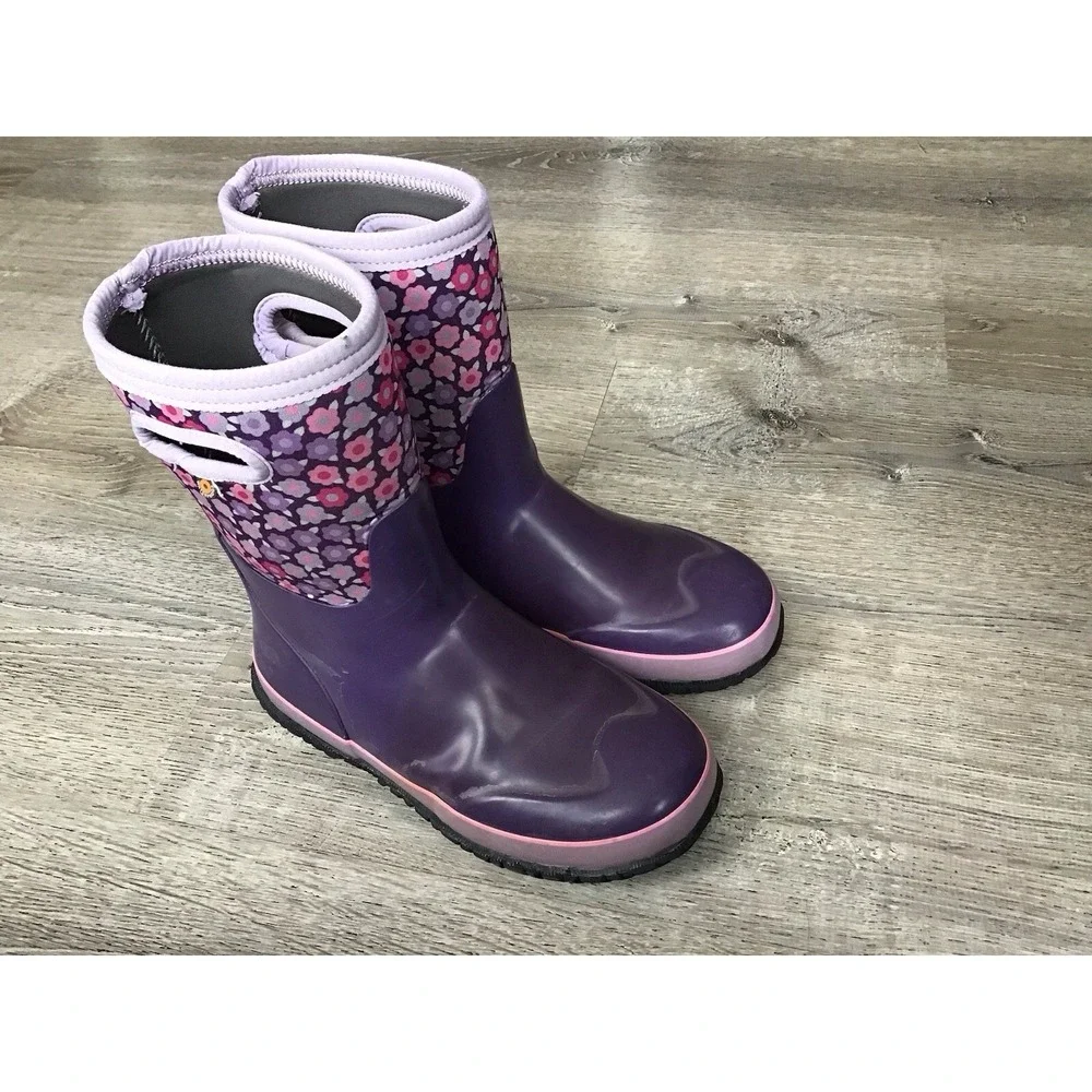 BOGS Grasp Flowers Youth Girls Size 6 Snow Boots 78759 Purple Waterproof Winter